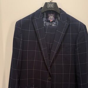Sophisticated Navy Windowpane Men's Suit